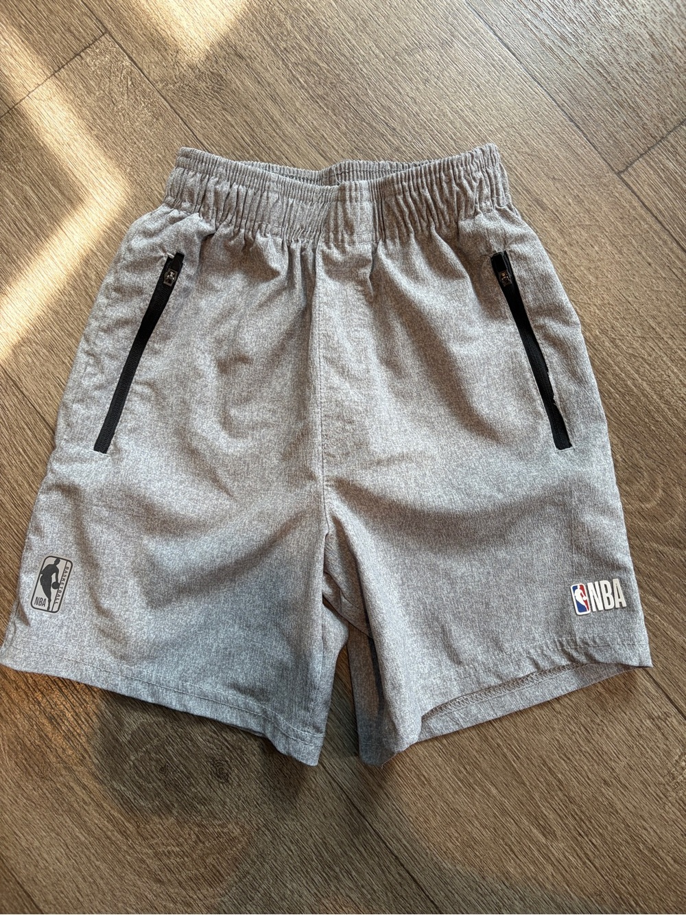 NBA Gray Athletic Shorts with Black Zip Pockets